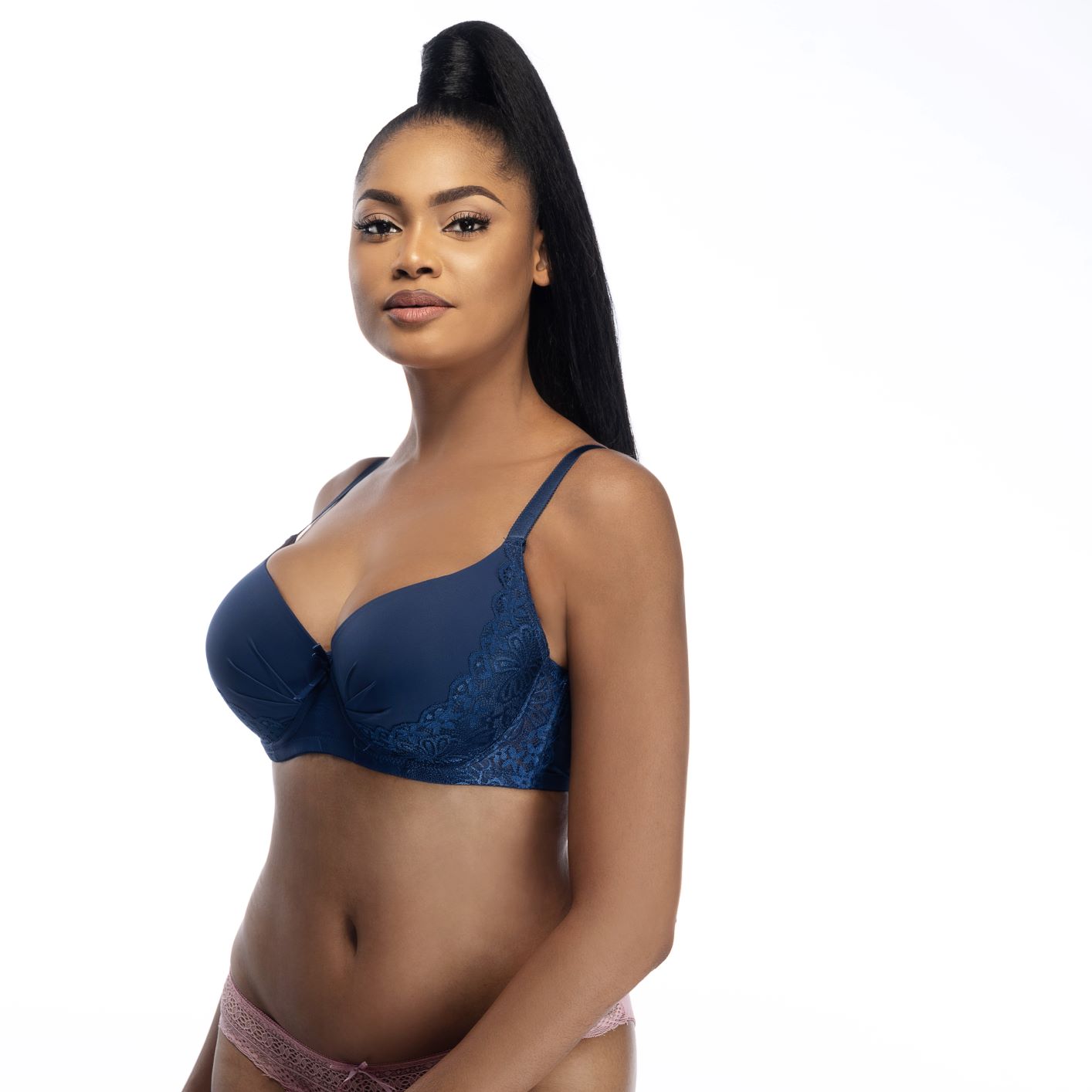 Buy Lace Padded Push Up Bra And Pant Set - Royal Blue in Nigeria